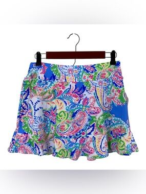 Gottex Athletic Skort Golf Tennis Sz XL Blue Paisley Floral Activewear